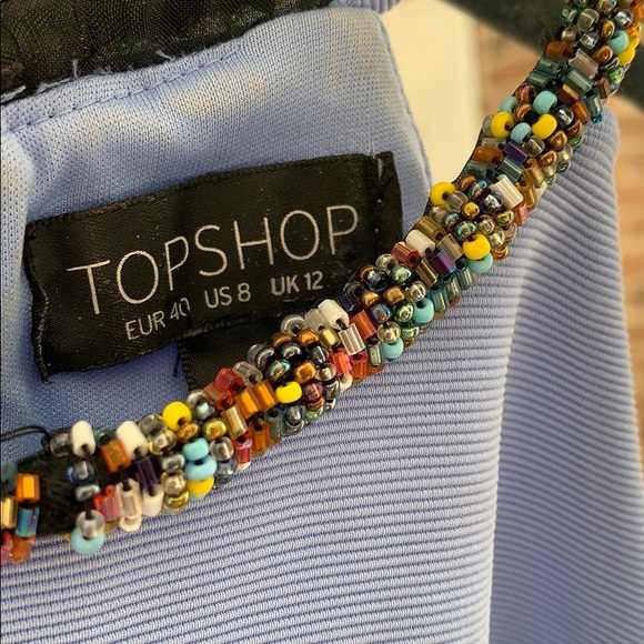 Topshop || Periwinkle Beaded Neck Skater Dress - Picture 3 of 3